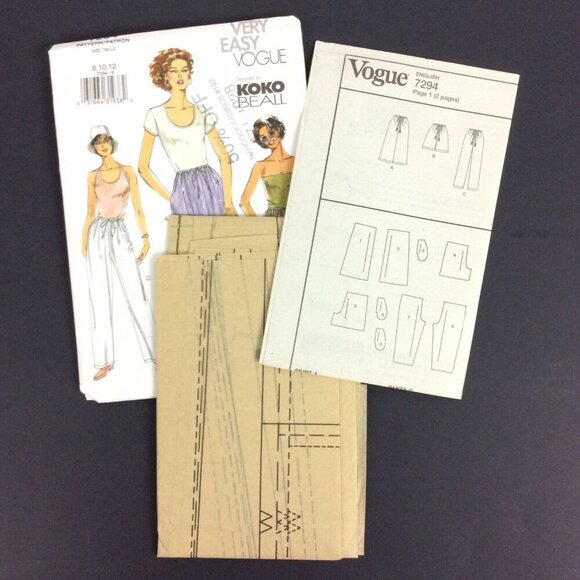 Vogue Pattern 7294 Koko Beall Skirt Shorts Pants Sz 8 10 12 Easy Sewing Pattern - Picture 3 of 3